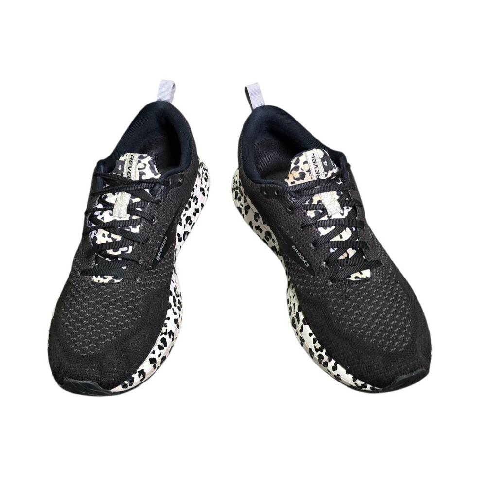 Brooks Revel 4 Running Shoes Womens Size 10 B Black White Snow Leopard Print - Picture 3 of 11